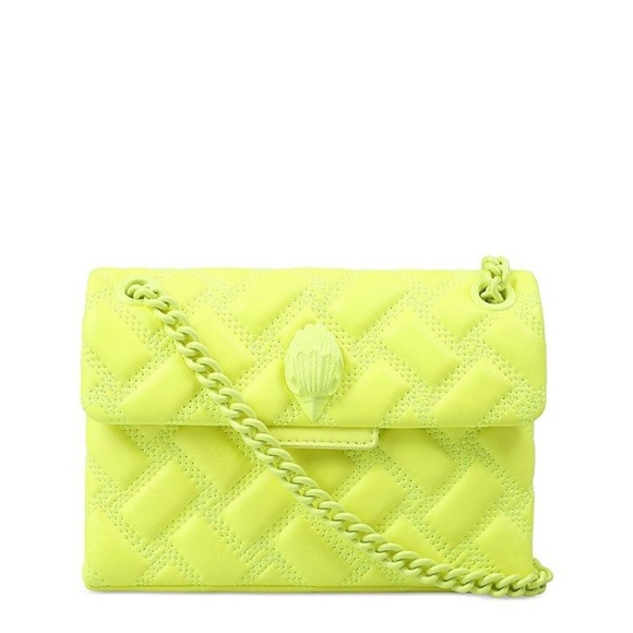Kurt Geiger Handbags - KURT GEIGER LONDON Kensington Drench Mini Leather Shoulder Bag Bright Lemon Neon